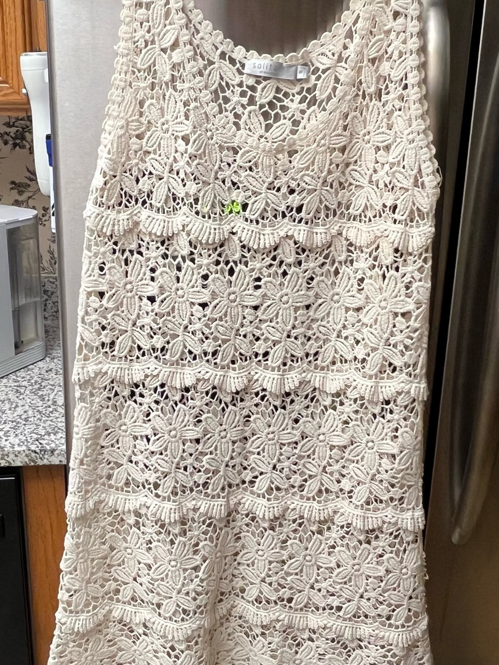 Solitaire Cream Crochet Lace Swim Coverup Tank dress size small